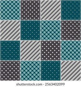 patchwork background with different patterns print for textile, paper, objects, seamless artistic decor handmade illustration vector	
