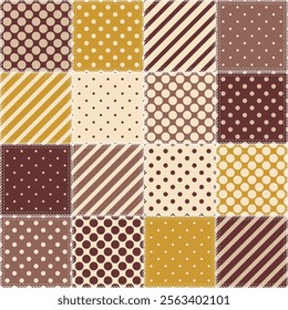 patchwork background with different patterns print for textile, paper, objects, seamless artistic decor handmade illustration vector	
