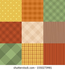 Patchwork background with different seamless patterns