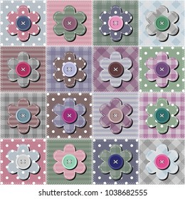 patchwork background with flowers