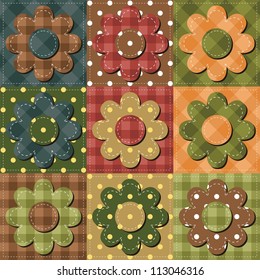 patchwork background with flowers