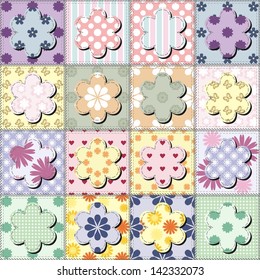 patchwork background with flowers