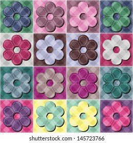 patchwork background with flowers