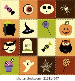 Patchwork background with Halloween elements