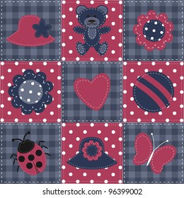 patchwork background with objects