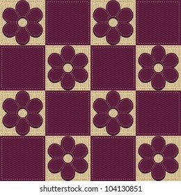 patchwork background with scrapbook flowers