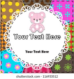 Patchwork background with teddy bear