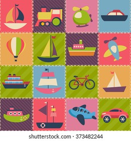 Patchwork background with transport