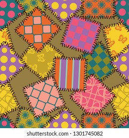patchwork backgrpund with different patterns seamless