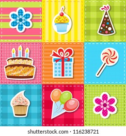 patchwork with birthday party elements