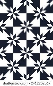 Patchwork block template. Black and white.  Vector illustration.