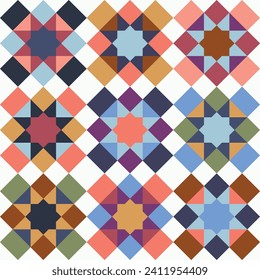 Patchwork block template. Retro colors.  Vector illustration.