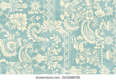 Patchwork boho paisley Floral Ikat pattern embroidery border. Ethnic ikat floral Ethnic Indian Pattern ikat pattern Ethnic Pattern. Border indian floral Aztec embroidery border seamless patterns 
