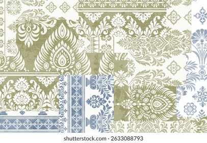 Patchwork boho cachemire motif floral Ikat bordure de broderie. Ethnic ikat floral Ethnic Indian Pattern motif ikat Ethnic Pattern. Border indien floral Aztec broderie bordure motifs harmonieux 

