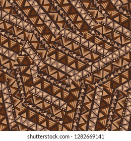 Patchwork with brown geometrical ethnic motifs