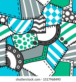 Patchwork And Buttons Pattern Design