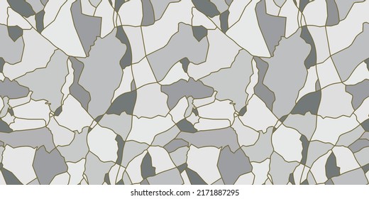 Huella de camuflaje en mosaico. Diseño de baldosas de mármol mosaico en el suelo. Patrón de camo de piedra craqueada orgánica. Color dorado blanco, tela de moda. Textura urbana sin fisuras del vector