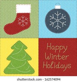 Patchwork with Christmas motifs. Can be used as seamless pattern