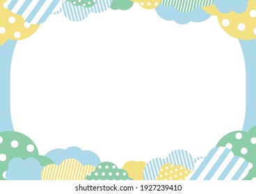 Patchwork cloud pattern illustration frame of various pattern  
stripe dot   masking tape