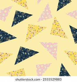 Patchwork colorful Background, abstract shapes, Flowers and Paisley. Decorative intricate quilting pattern, trendy geometric ornament. Vector