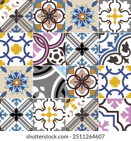 padrão de cerâmica de textura de fundo de telha de design patchwork