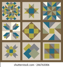 Patchwork elements set. Vector illustration