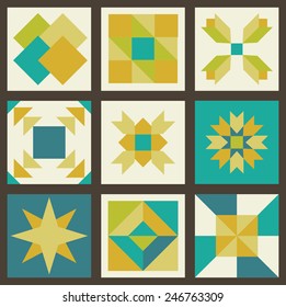 Patchwork elements set. Vector illustration