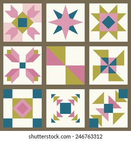 Patchwork elements set. Vector illustration
