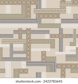 patchwork ethnic border pattern on background