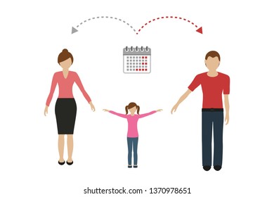 patchwork family time management concept child care divorced parents vector illustration EPS10