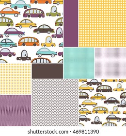 patchwork. flap. cars. children's pattern
