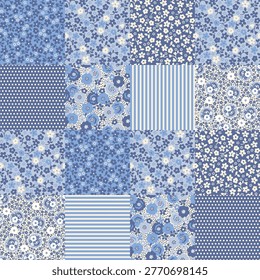 Patchwork Floral  background for textiles. Wall Art, textiles wrapping paper. Banner, Greeting Card, Valentines cards, Postcard, Packaging, Textile Print