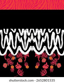 Patchwork floral pattern featuring paisley and Indian flower motifs in a damask style, ideal for textile and decorative use