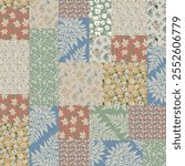 patchwork floral pattern with flower, geometric and handmade motifs. boho style pattern for textil and decoration
