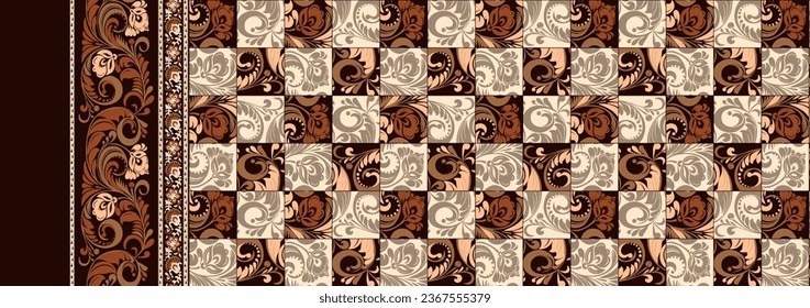 patchwork floral pattern with paisley and indian flower motifs. damask style pattern for textil and decoration