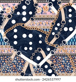 patchwork flower border pattern on textures background