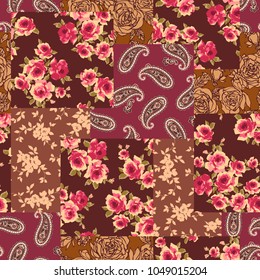 Patchwork of a flower and paisley.