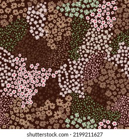 patchwork flower pattern on brown background