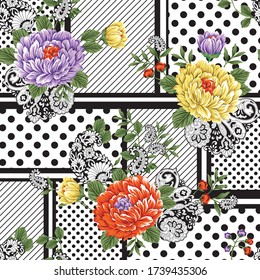 motif de fleur en patchwork sur point