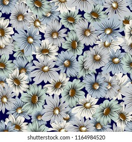Patchwork flower pattern  on navy