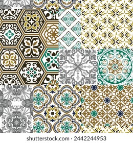 patchwork geometrical seamless pattern design for fabrics and sheets.