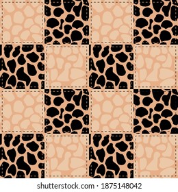 Patchwork giraffe skin in black and pink and black tones