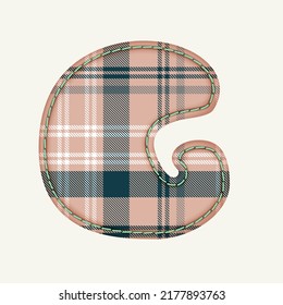 Patchwork hand drawn textile font. Cute textile font for scrapbook or collage design. Patchwork alphabet letter for your decoration with original pattern.