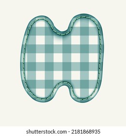 Patchwork hand drawn textile font. Cute textile font for scrapbook or collage design. Patchwork alphabet letter for your decoration with original pattern.