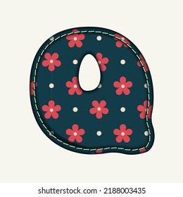 Patchwork hand drawn textile font. Cute textile font for scrapbook or collage design. Patchwork alphabet letter for your decoration with original pattern.