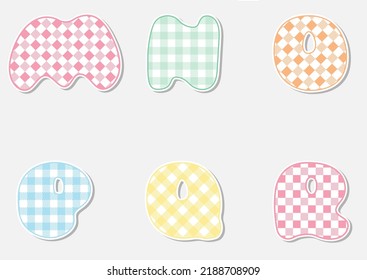 Patchwork hand drawn textile font. Cute textile font for scrapbook or collage design. Patchwork alphabet letters for your decoration with vicy patterns.