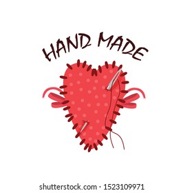patchwork heart with needle vector illustration