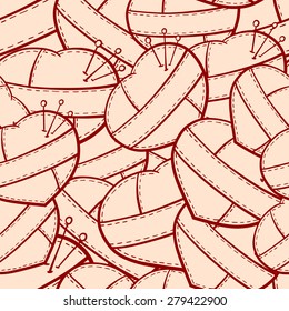 Patchwork hearts seamless pattern.
