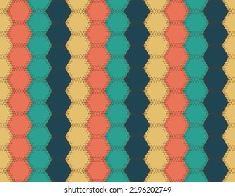 Patchwork hexagonal seamless pattern. Background texture vector. Colourful quilt design. 
