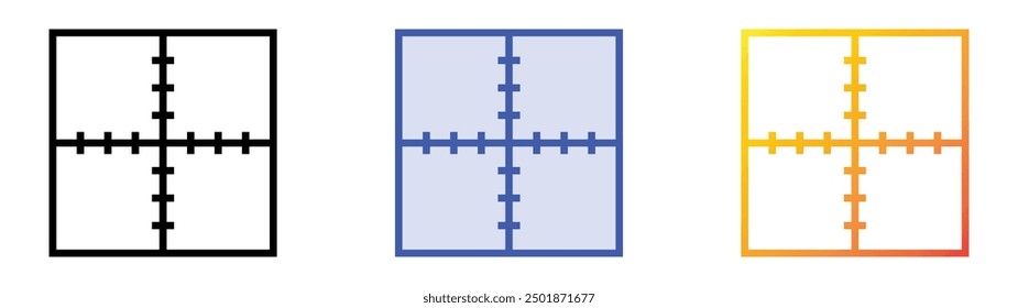 patchwork icon. Linear, Blue Fill and Gradient Style Design Isolated On White Background